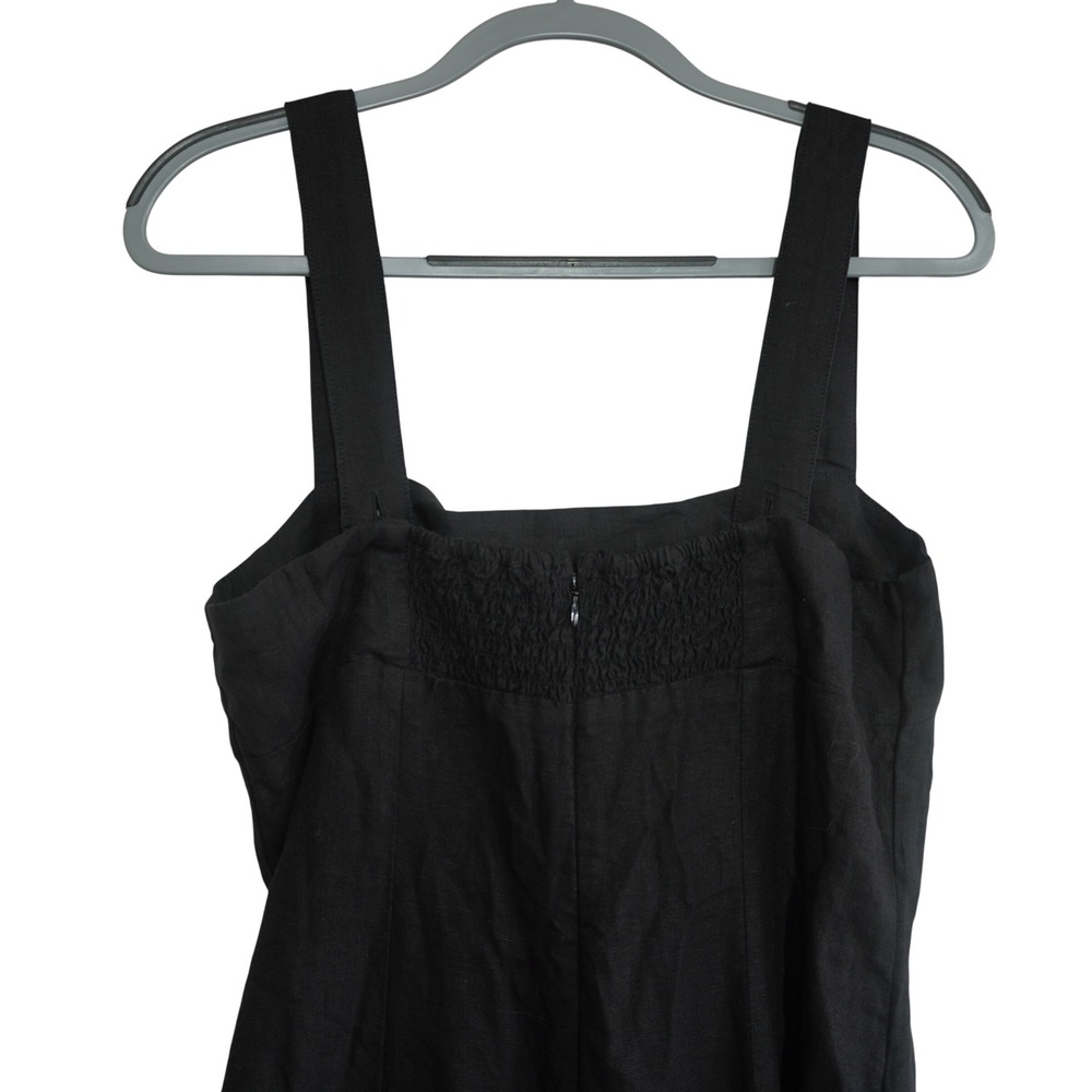 Madewell Size 8 Black Linen Blend Wide Leg Jumpsuit Square Neck Smocked Back NEW - Picture 7 of 8